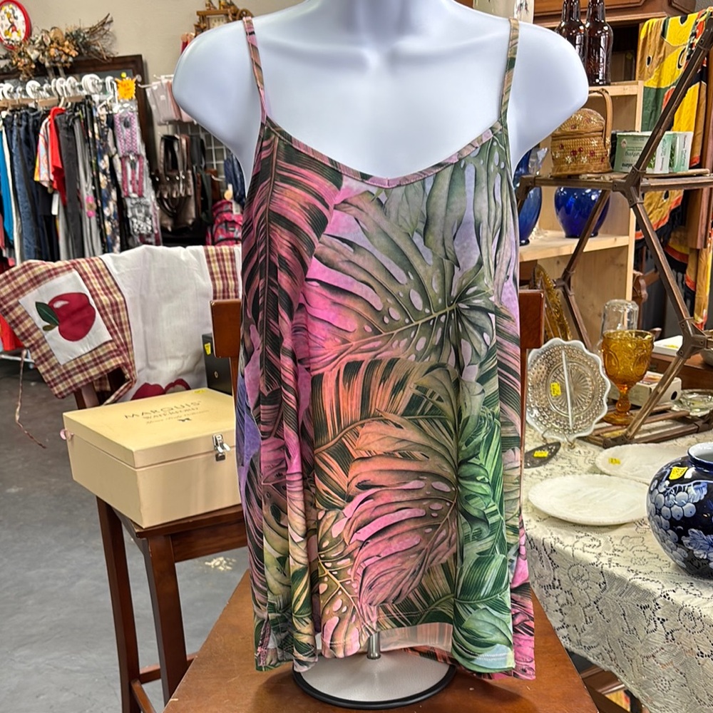 Tropical Leaf Print Tank Top